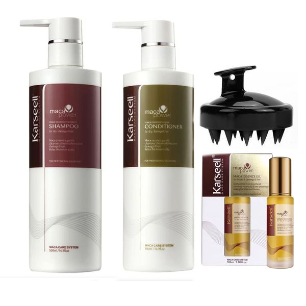 Karseell Maca Essence Collagen Hair Shampoo, Conditioner, Oil &amp; Brush