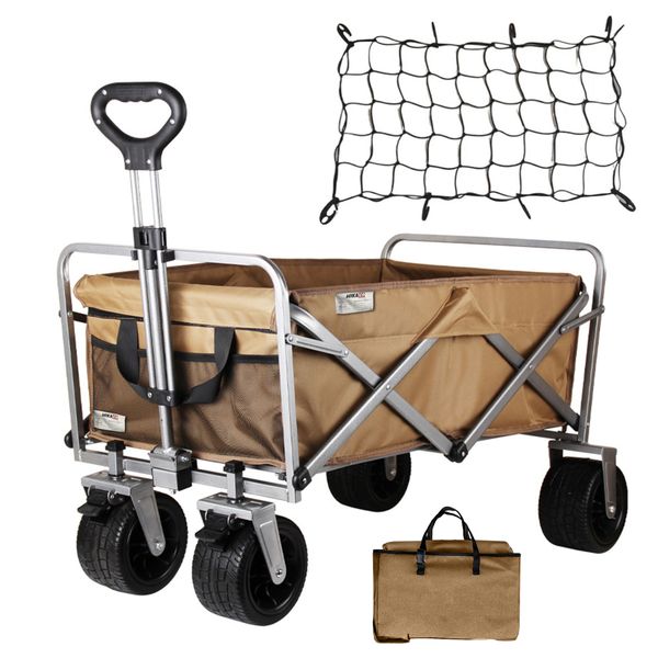 Collapsible beach trolley Campground Utility Wagon With NetCover and brake