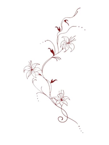 1 Piece - East Asian Design Temporary Tattoo - Red