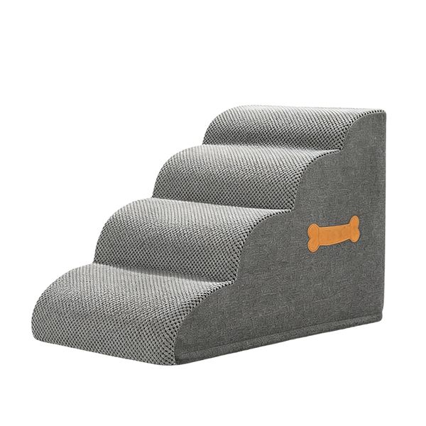5 Step Dog Stairs Grey Pet Steps for Senior Small Dogs High Bed Joint Care