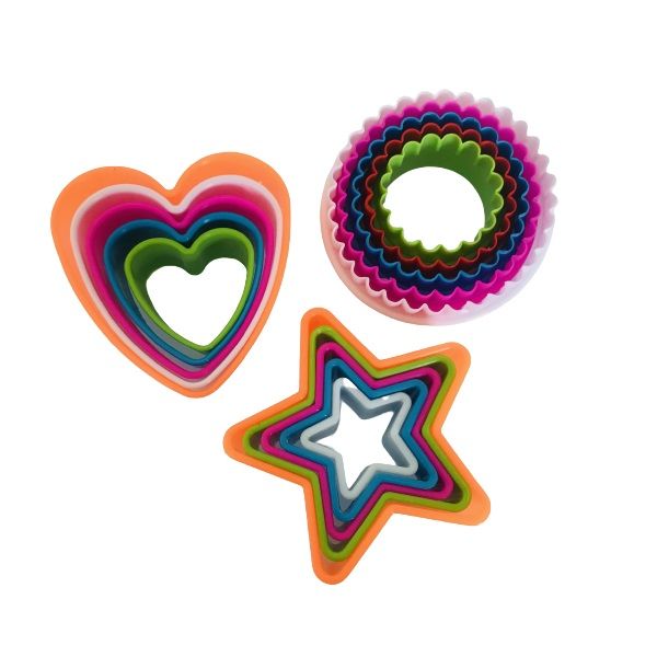 Kitchen Baking Cookie Cutters 15 Piece (Hearts, Stars &amp; Circles)