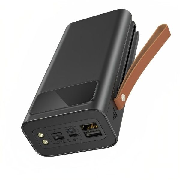 30000mAh 5 Outputs LED Fast Charging Power Bank - Black