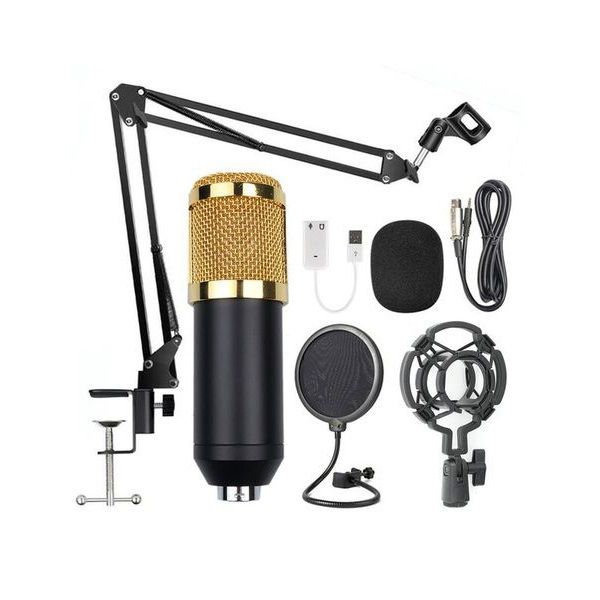 Condenser Microphone Kit With Stand - Black/Gold