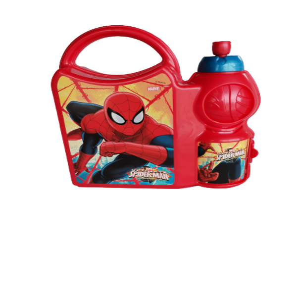 Spiderman Lunch Box With Built-in Water/ Juice Bottle
