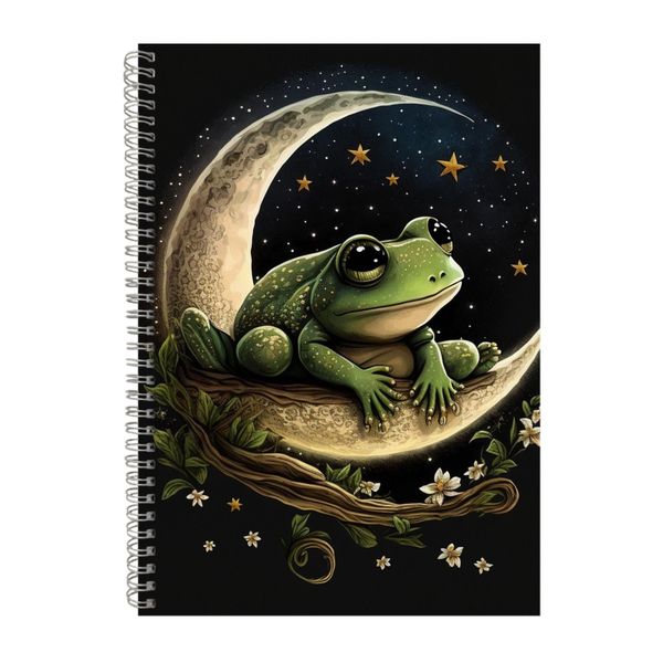 Frog Sitting On A Crescent Moon Notebook Gift Idea Notepad Pad 111