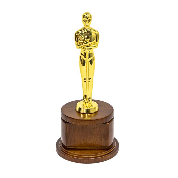 Oscar Style Gold Metal Trophy with Wooden Base