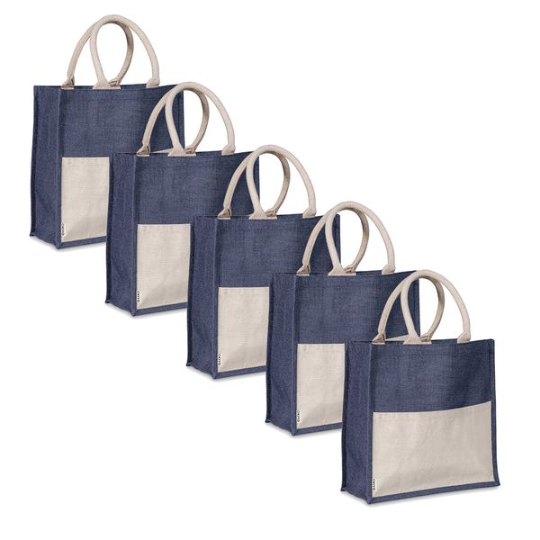 Love &amp; Sparkles Cotton &amp; Jute 5 pack eco shopper structured totes