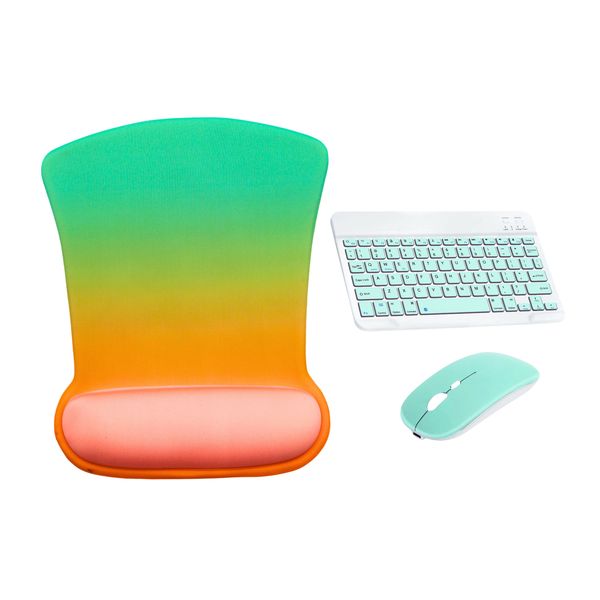LD Ergonomic Rainbow Mouse Pad and Wireless Keyboard and Mouse Combo