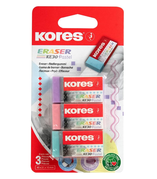 Kores - KE-30 Set Of 3 Pastel Erasers x 2