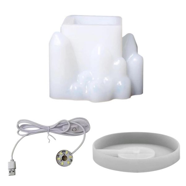 Crystal Rock LED Night Light Bedside Lamp Resin Silicon Mold Set