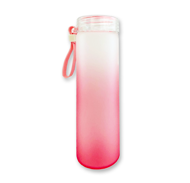 Strut Active GLASS Drinking Bottle - Frosted "Coral Pink" Ombre 500ml