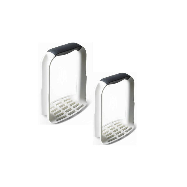 2 Pack Of White, Grey Non-Slip Grip Plastic D-Shaped Masher