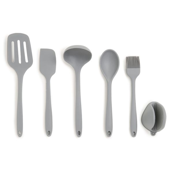 George &amp; Mason - Silicone 6 Piece Kitchen Utensil Set - Grey