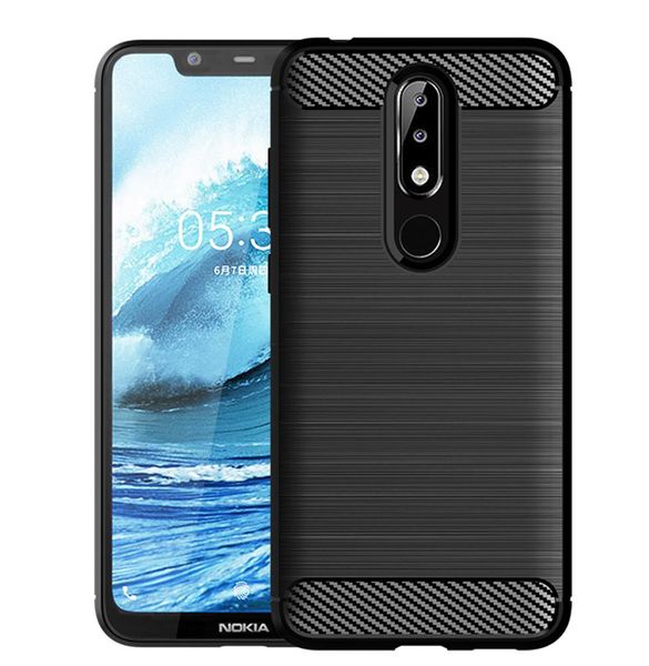 CellTime™ Nokia 5.1 Plus Shockproof Carbon Fiber Design Cover - Black