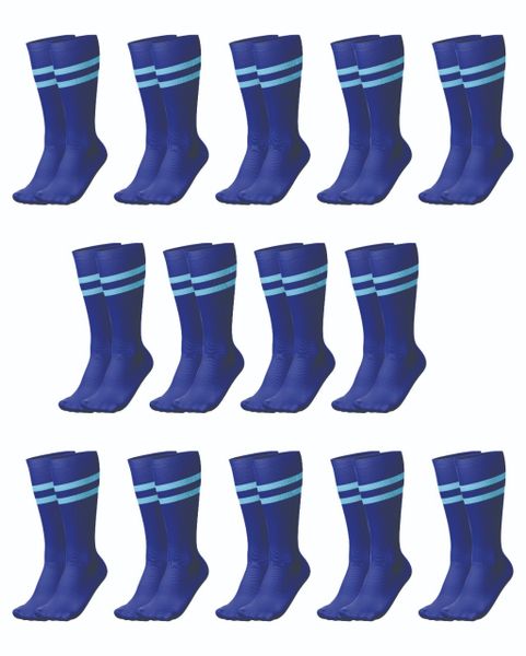 Ronex Soccer Socks - Set of 14 Pairs (Navy/Sky)