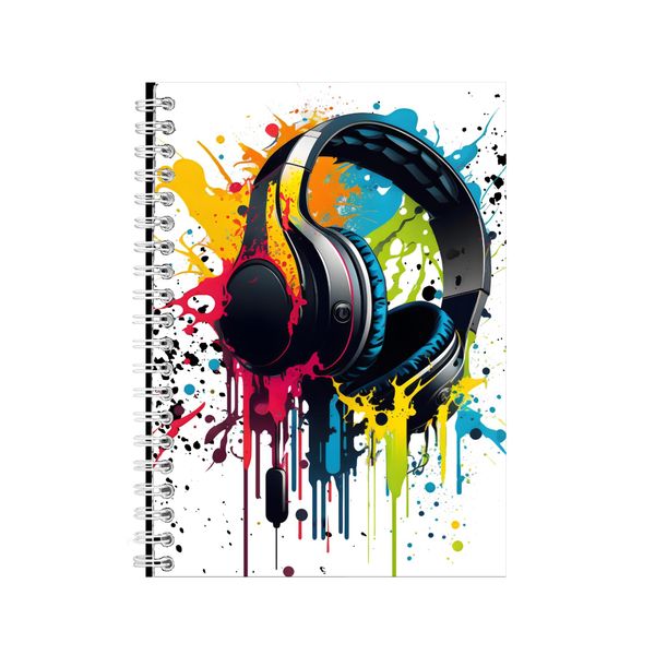Headphones A5 Notebook Spiral Lined Gaming Graphic Notepad Gamers Gift 170