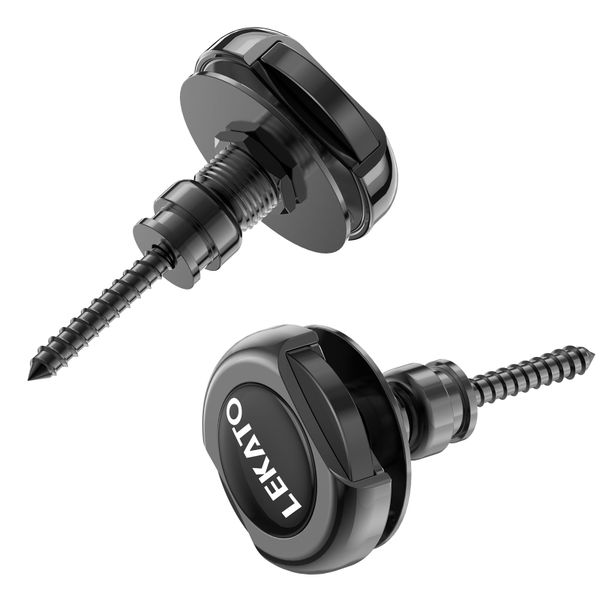 LEKATO Universal Guitar Bass Strap Locks Set of 2, Alloy Steel, Black