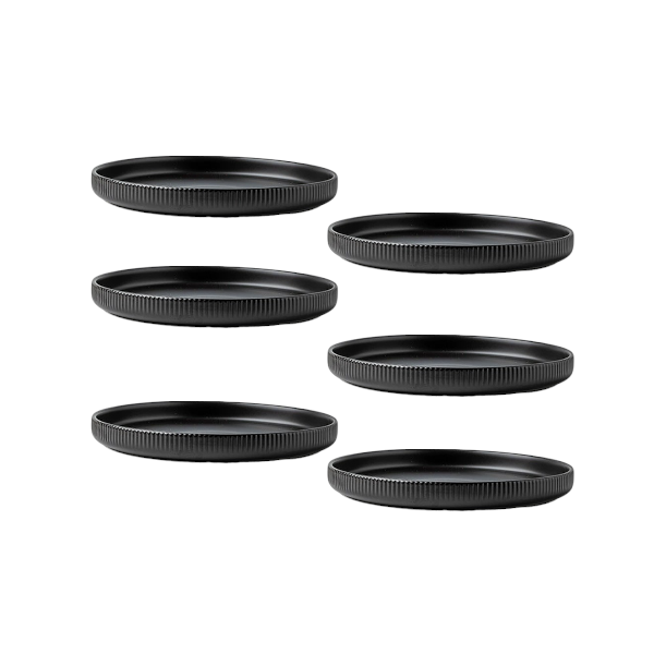 Ceramic Ribbed-Edge Plate - 20.5cm - 6 Piece
