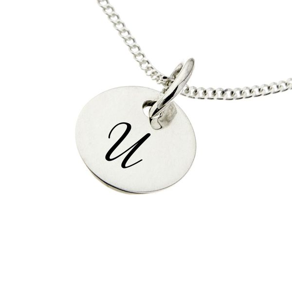 Engraved Initial - Z on 10mm sterling silver disc