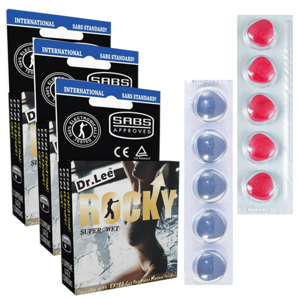 Dr Lee Rocky 3 Sets Super Wet Condoms with 10 Performance Tablets