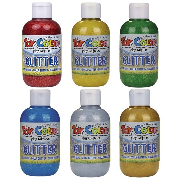 Toy Color - Superwashable Magic Glitter Glue Tempera - Bulk Pack 6 x 250ml