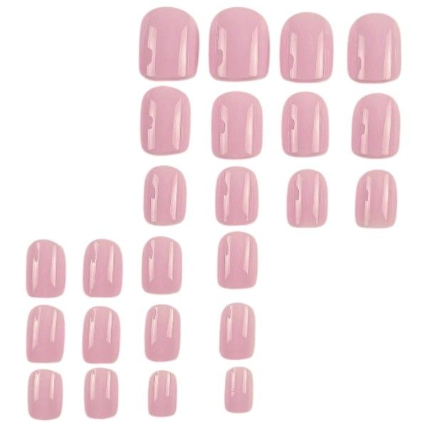 24 Piece - Glossy Square Press-On Nails With Adhesive Tabs - Baby Pink