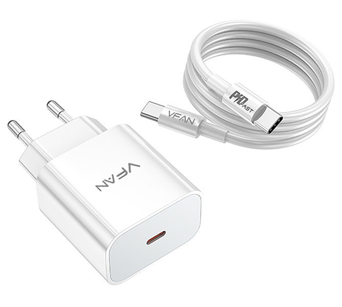 VFAN 20W PD Charger Kit, Fast Charging Adapter with USB-C to USB-C Cable