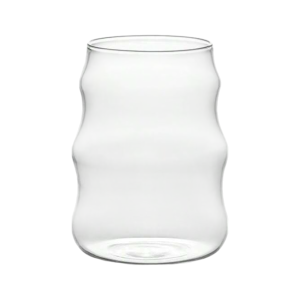 530ml Unique Curvy Glass Tumbler - Transparent