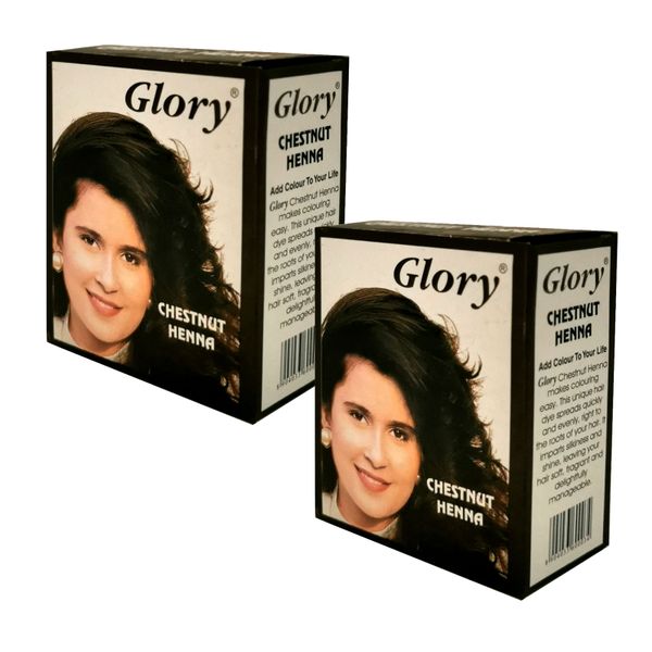 Glory Henna Natural Hair Dye - Ammonia Free - Chestnut - 2 Pack
