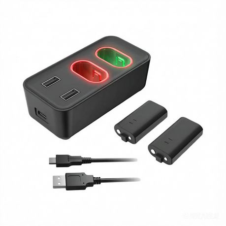 Compatible Xbox Series X|S & One Charger with 2 Batteries - Dual LED Dock Image