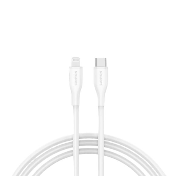 Canyon 1m USB-C to Lightning Cable | 60W Silicone MFi Certified Charger