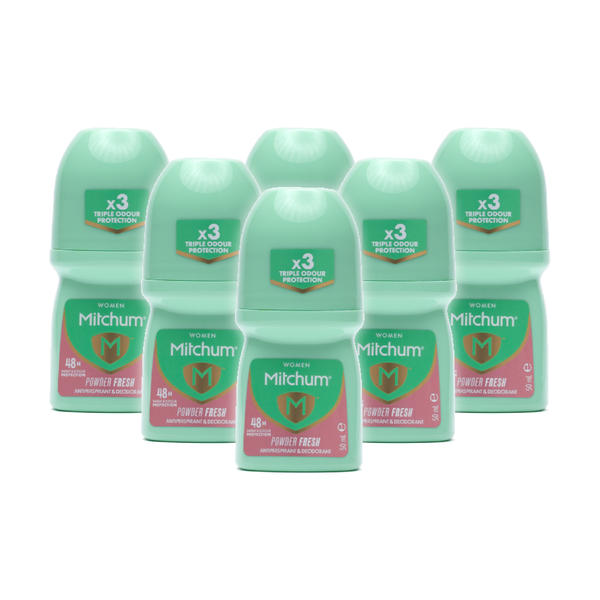 Mitchum Women Antiperspirant Roll-On Powder Fresh 50ml x 6 Pack