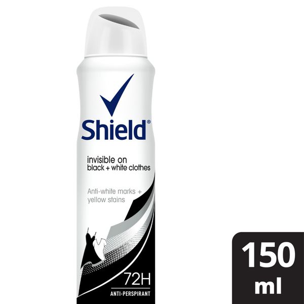 Shield Women Invisible Black and White Antiperspirant Deodorant Body Spray 150ml