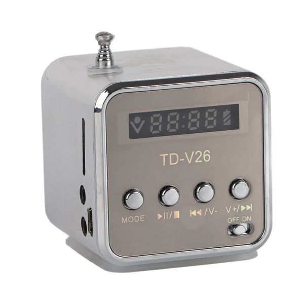 Music Player Portable FM Radio PC Fashion Support TF Card and U Disk Silver