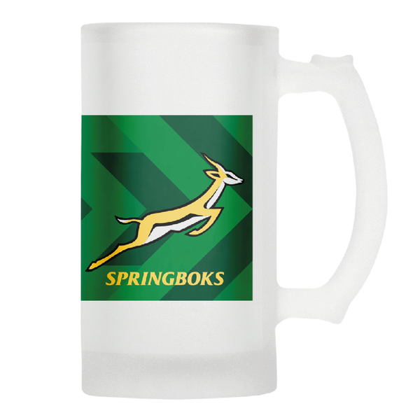 SPRINGBOKS Rugby Frosted Glass Beer Mug - RWC GREEN Jersey