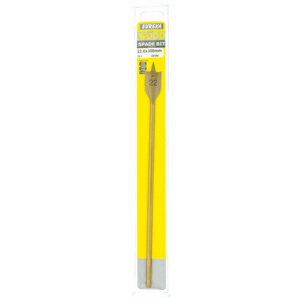 EUREKA DRILL BITS Spade Flat Titanium 22 x 300mm Q:1 for Wood 4BE60U