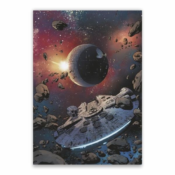 Millenium Falcon And Death Star Poster - A1