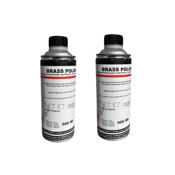 2 Pack Brass Polish 500ml - Tarnish Removal &amp; Shine Restorer