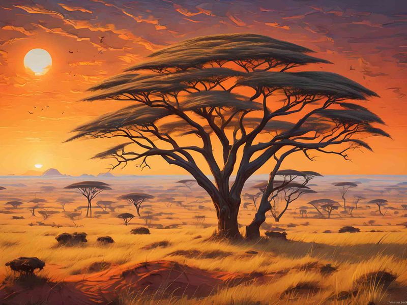 0330 Big Tree Sun Canvas Wall Art