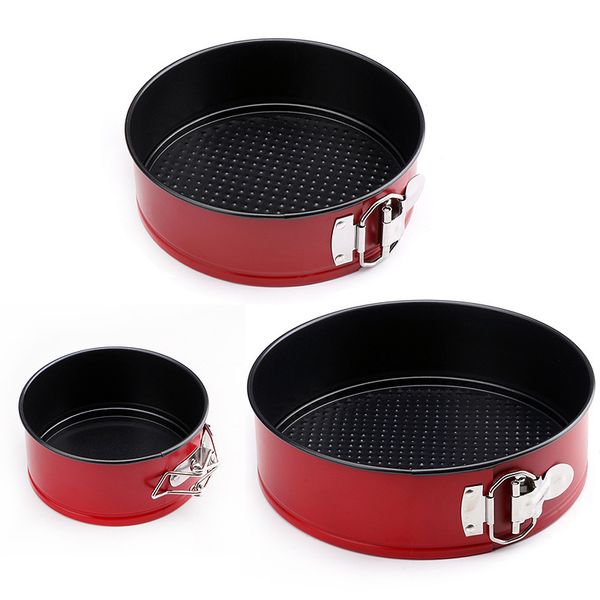 3 Piece Red Round Springform Cake Pan Set - 4/7/9 Inch
