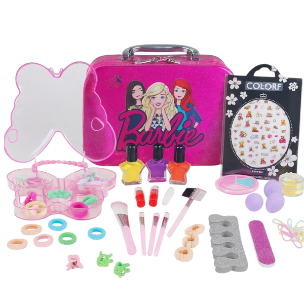 Barbie Deluxe Glitter Makeup,Stickers,Hair Accessory Set for Kids 3+ - 146 Pieces