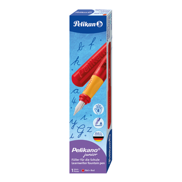Pelikan Pelikano Junior Fountain Pen-Red, Nib A, Right-Handed, Refillable