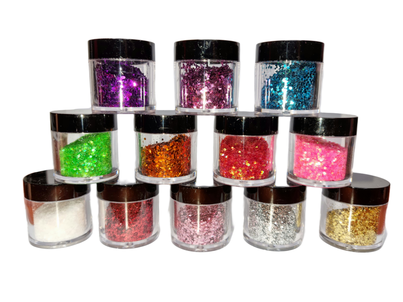 Glitter Nail Art Set - 12x 10g Glitters