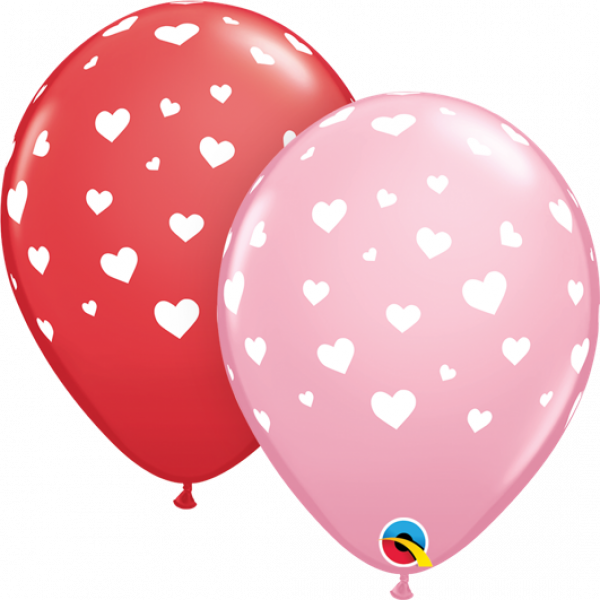 11 Inch Latex Round Assorted Random Hearts-A Round
