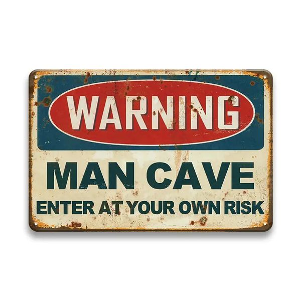 Retro "Mancave Enter At Your Own Risk" Metal Sign