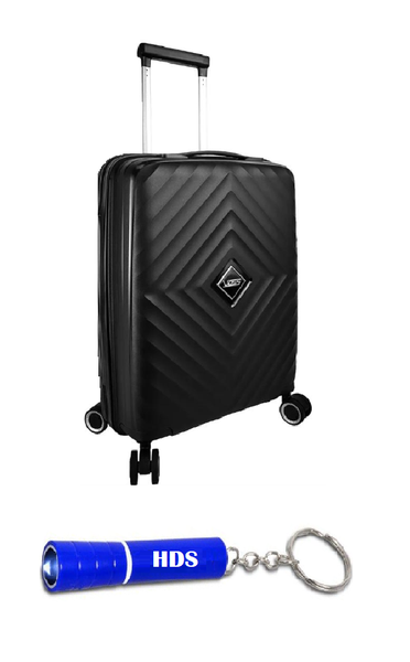Voss - 72cm Lockable Hard Shell Luggage Bag - Black Diamond with HDS Torch