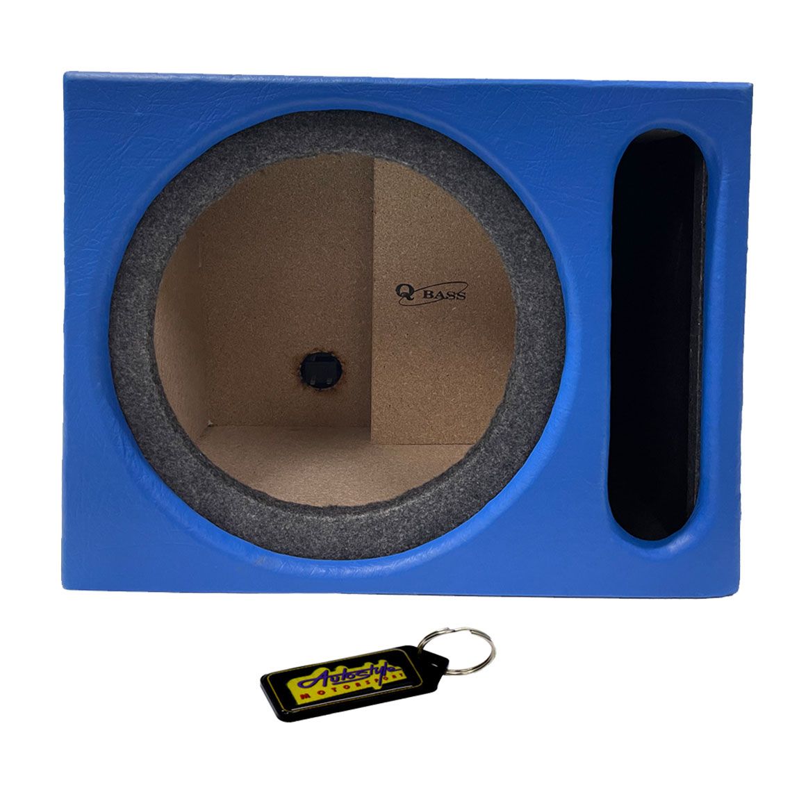 12" Single Vinyl Subwoofer Box Enclosure with Oval Port Blue & Key