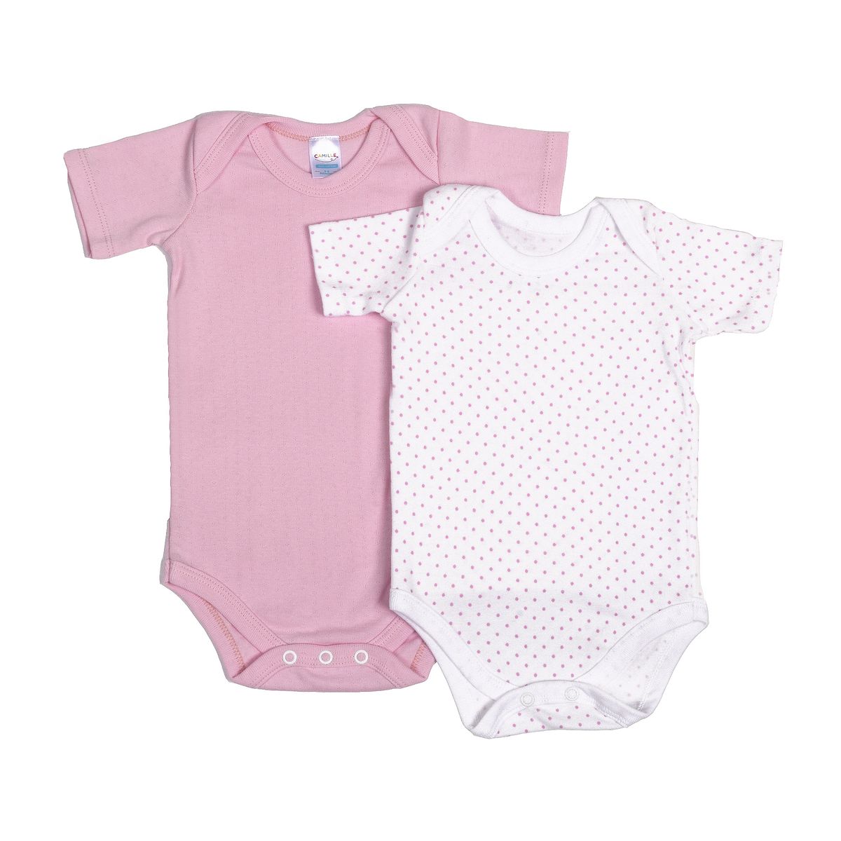 Camille Infants Pink & Pink Polka Short Sleeve Bodyvest 2 Pack | Shop ...