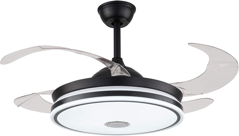 DrLight Black Ceiling Fan with Dimmable Light and Bluetooth Speaker-CF8004