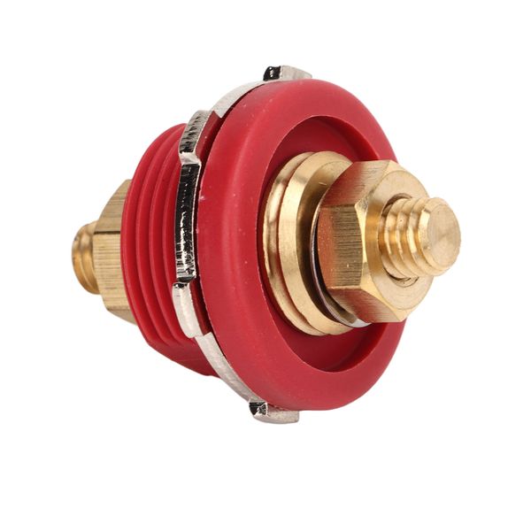 Universal 250A Thru Panel Battery Terminal 3/8in Zinc Alloy Brass Red